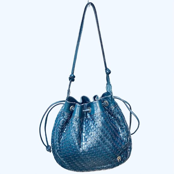 Vtg Etienne Aigner Drawstring Woven Shoulder Bag - Picture 2 of 11